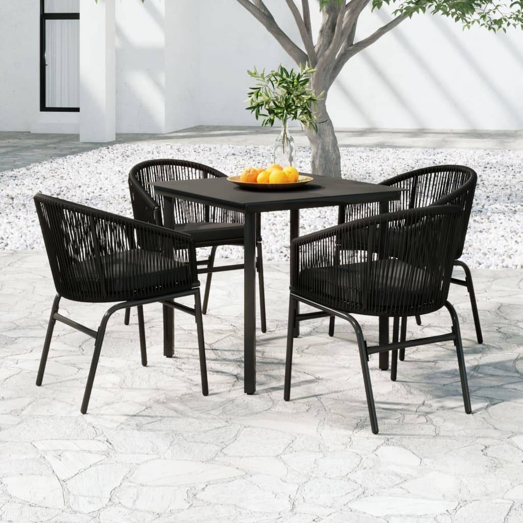 Ensemble Repas de Jardin 4P Rotin PVC avec Coussins Noir – ComfortXL Outdoor Living
