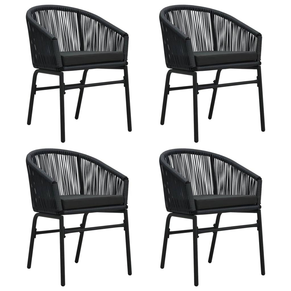 Ensemble Repas de Jardin 4P Rotin PVC avec Coussins Noir – ComfortXL Outdoor Living - Image 3