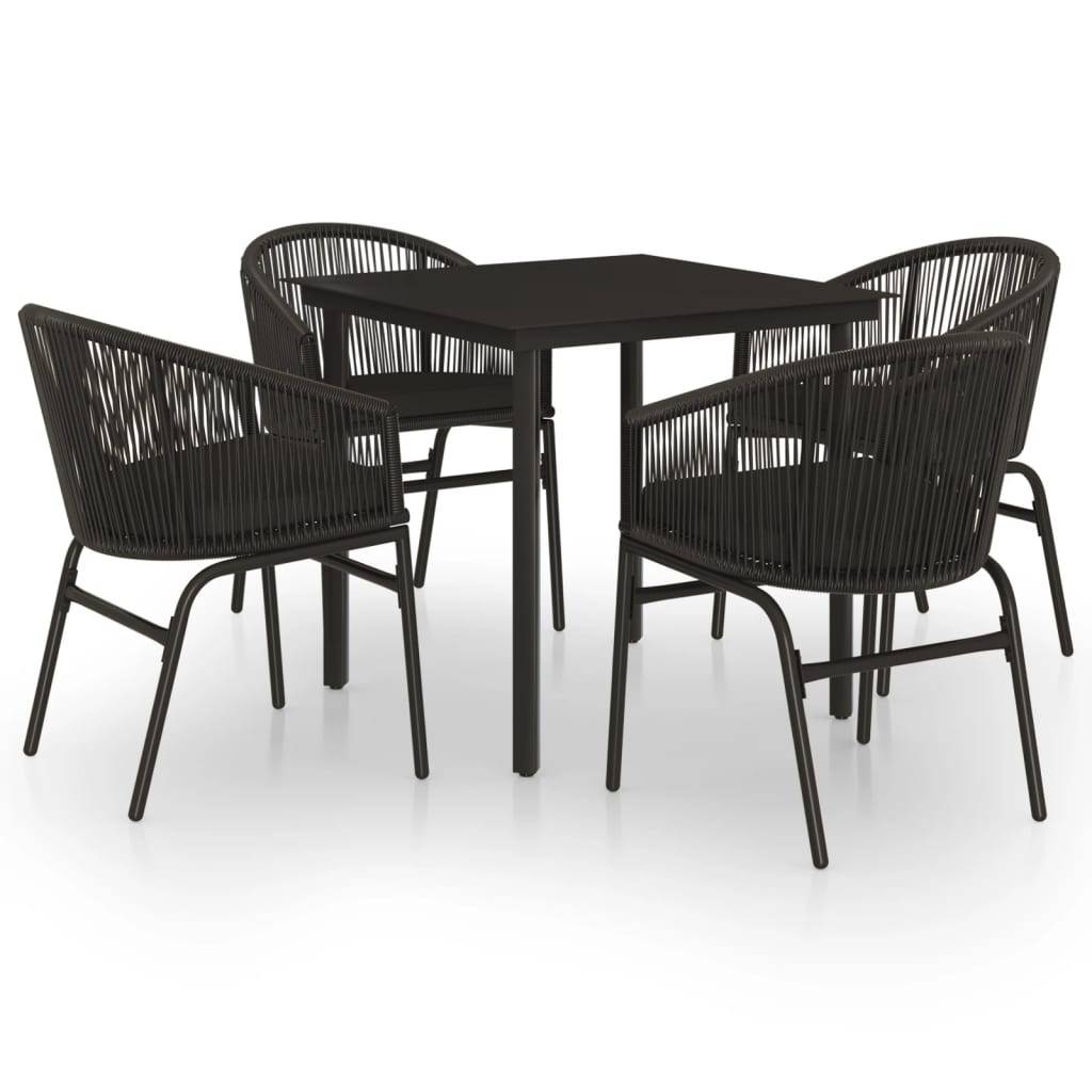 Ensemble Repas de Jardin 4P Rotin PVC avec Coussins Noir – ComfortXL Outdoor Living - Image 2