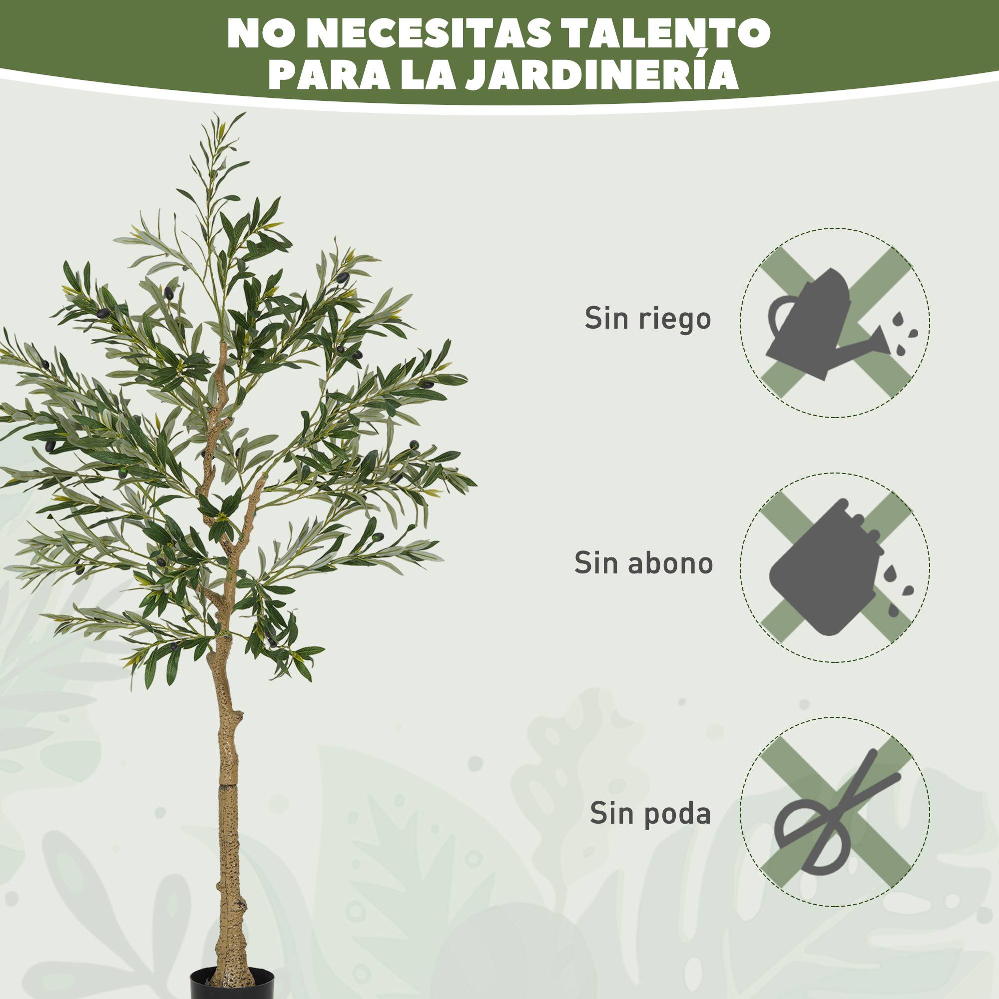 Olivier artificiel décoratif, 150 cm, avec 720 feuilles et 32 olives en pot pour l'intérieur, vert - Image 9