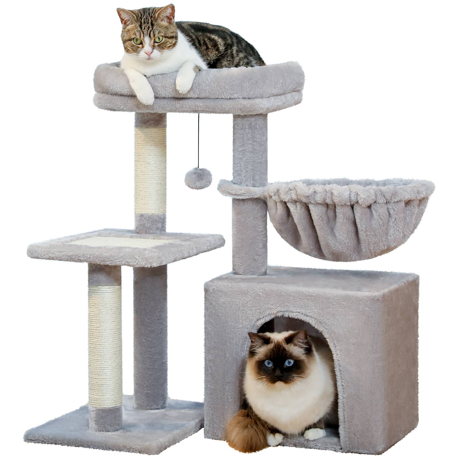 Petit Arbre à Chat 72 cm avec Hamac Gris PAWZ Road - Image 1