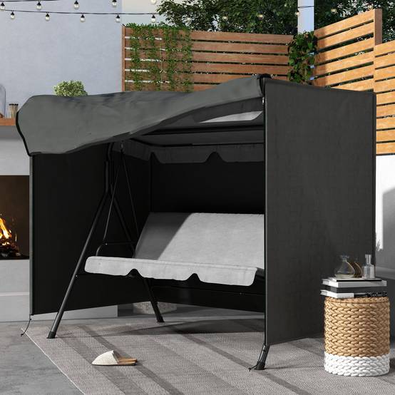 Housse protection balancelle jardin imperméable anti-UV gris foncé 205x124x164 cm - Image 3