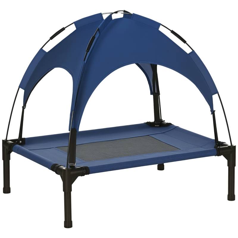 Lit de chien surélevé extérieur 61 x 46 x 62 cm métal et tissu oxford bleu foncé - PANGIVO - Image 8