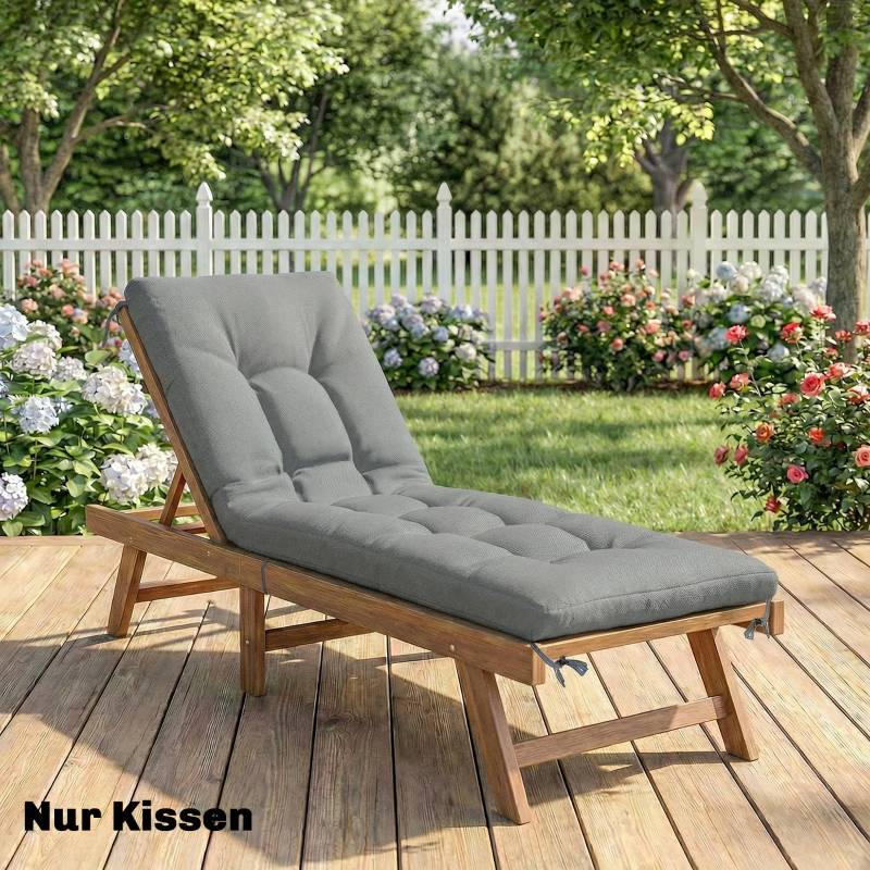 Coussin bain de soleil Polyester pour transat extérieur déperlant 198x65x13cm Gris clair - ComfortXL Outdoor Living - Image 8