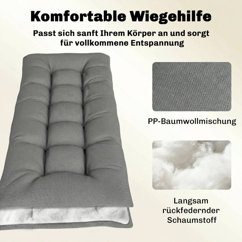 Coussin bain de soleil Polyester pour transat extérieur déperlant 198x65x13cm Gris clair - ComfortXL Outdoor Living - Image 5