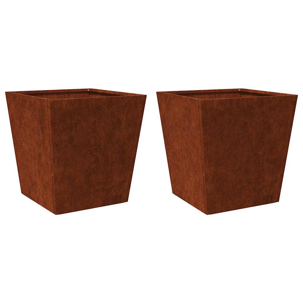 Jardinières lot de 2 acier marron 40 x 40 x 40 cm - PANGIVO - Image 2