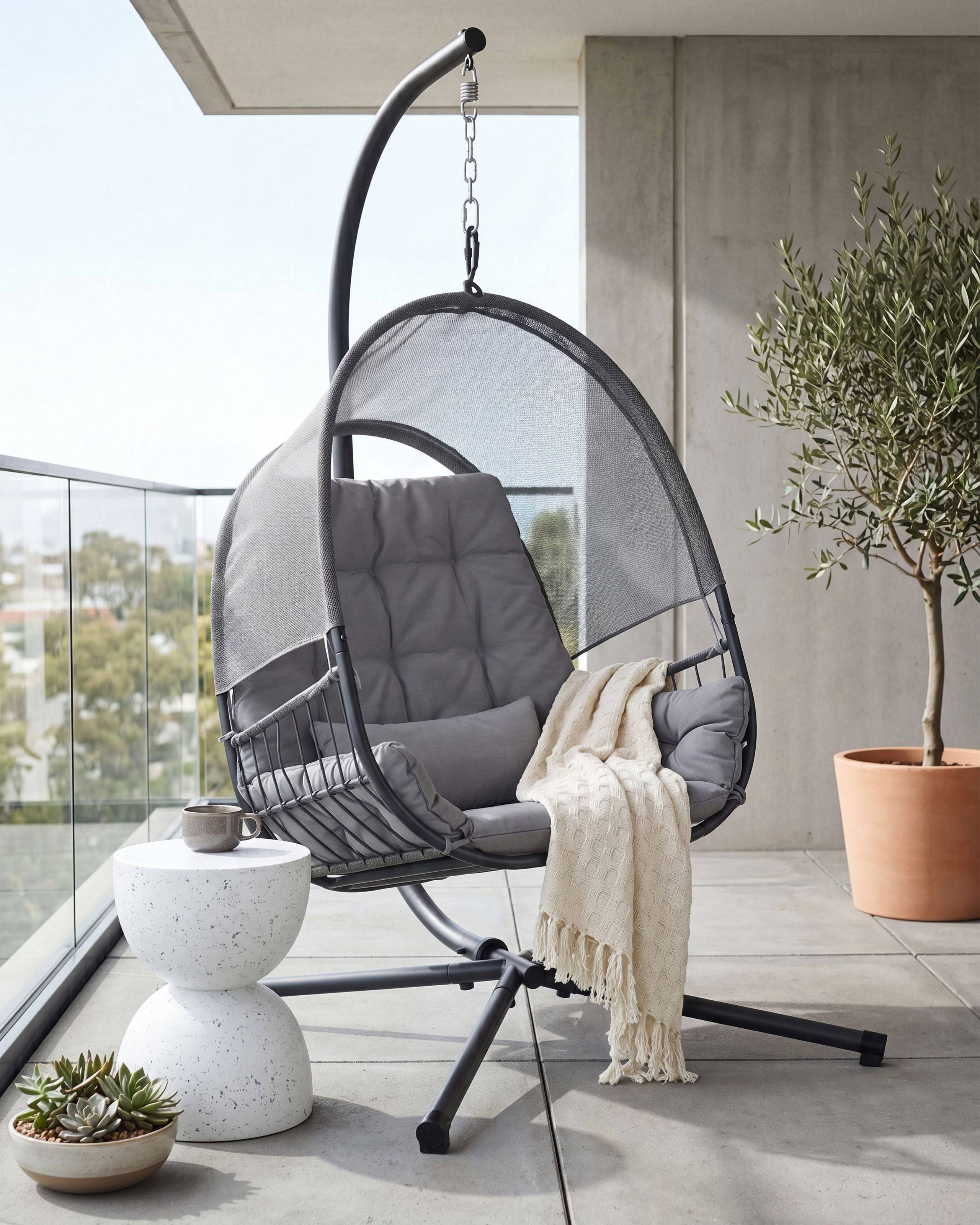 Beliani - Chaise porte-à-faux Tissu maillé Gris foncé ALVIANO - Beliani - Image 1