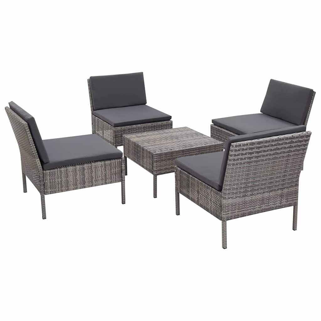 Vidaxl - Salon de jardin 5 pcs avec coussins résine tressée gris vidaXL 48946 - Image 2