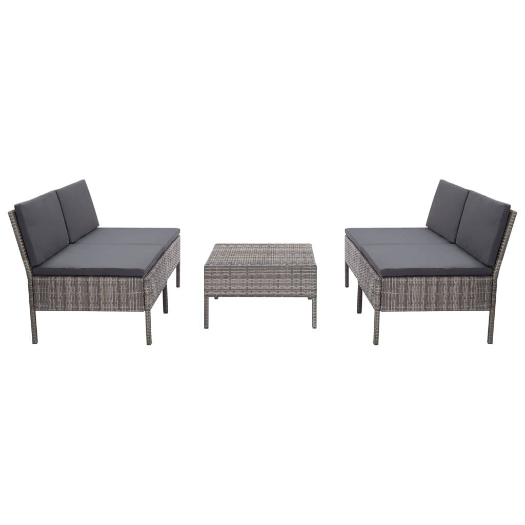 Vidaxl - Salon de jardin 5 pcs avec coussins résine tressée gris vidaXL 48946 - Image 1