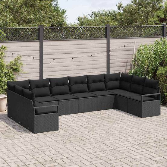 Set Canapés Extérieur 10 pcs Polyrotin avec Sac Rangement et Coussins Confort Noir Classique – ComfortXL Outdoor Living - Image 3