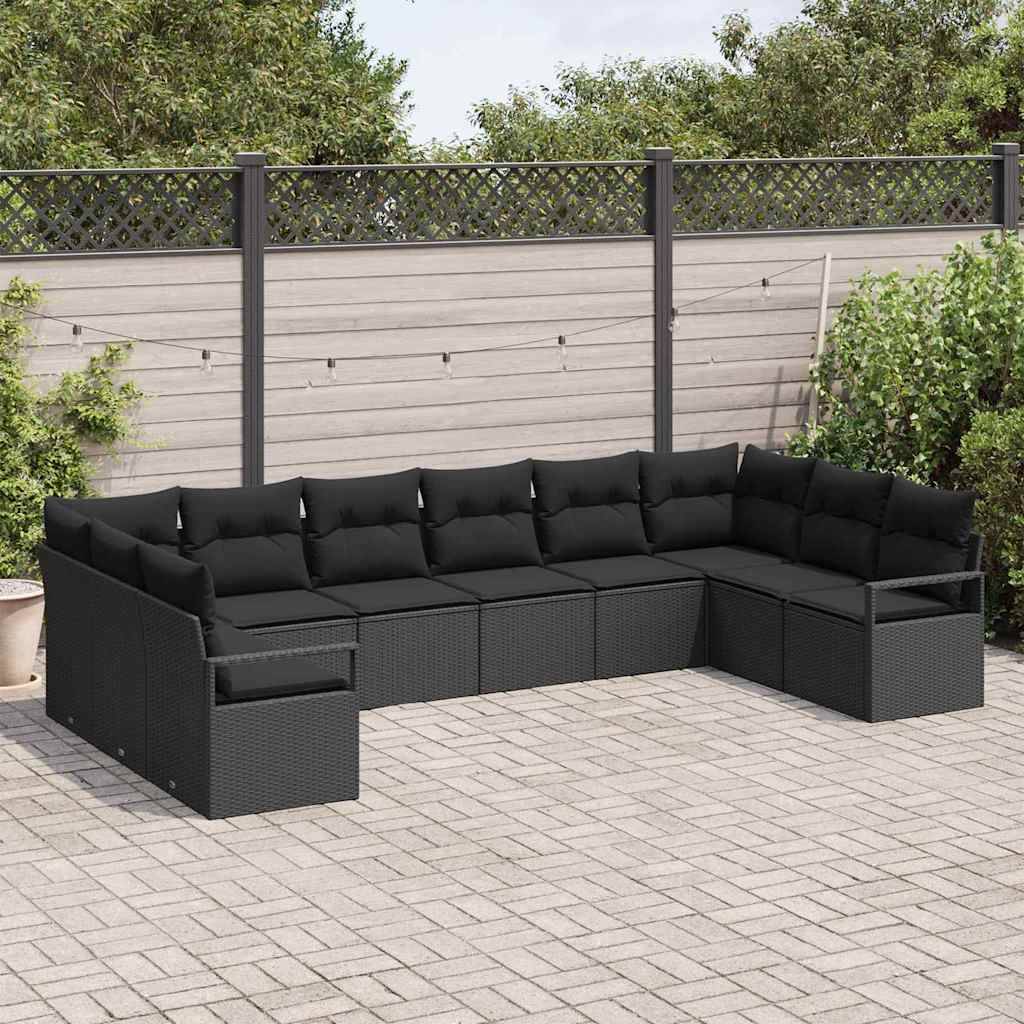 Set Canapés Extérieur 10 pcs Polyrotin avec Sac Rangement et Coussins Confort Noir Classique – ComfortXL Outdoor Living - Image 3