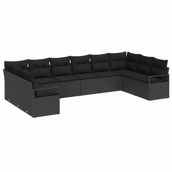 Set Canapés Extérieur 10 pcs Polyrotin avec Sac Rangement et Coussins Confort Noir Classique – ComfortXL Outdoor Living - Image 2