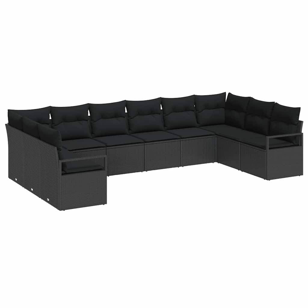 Set Canapés Extérieur 10 pcs Polyrotin avec Sac Rangement et Coussins Confort Noir Classique – ComfortXL Outdoor Living - Image 2
