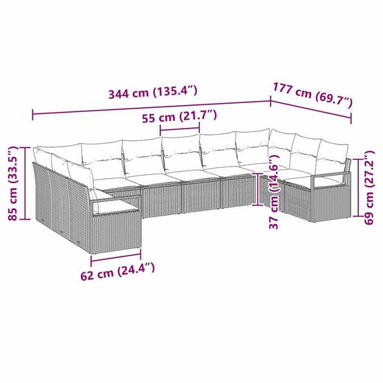 Set Canapés Extérieur 10 pcs Polyrotin avec Sac Rangement et Coussins Confort Noir Classique – ComfortXL Outdoor Living - Image 5