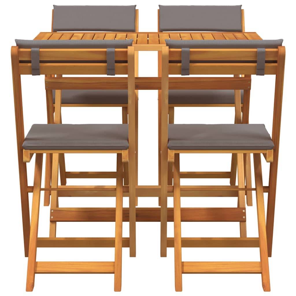 Vidaxl - Ensemble bistrot 5 pcs Huile Naturelle Bois d'Acacia Massif vidaXL 4105505 - Image 8