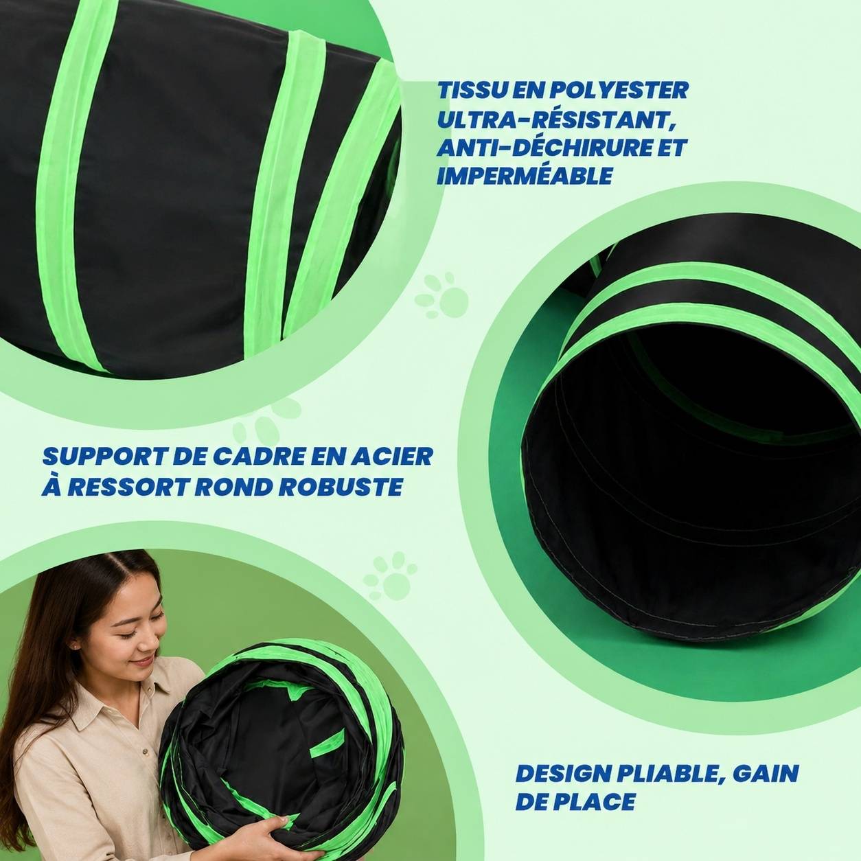 Tunnel de Jeu pour Chat 4 Voies Pliable avec Sac de Rangement pour Petits Animaux - Image 3