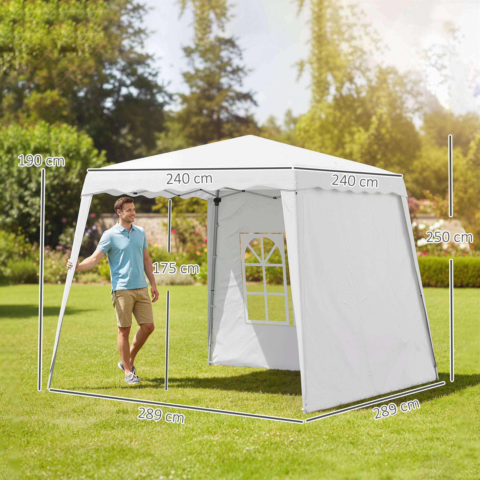Sans Marque - Tonnelle de jardin pliante à hauteur réglable, en acier et toile Oxford, 2,4 x 2,4 x 2,5 m - Image 5