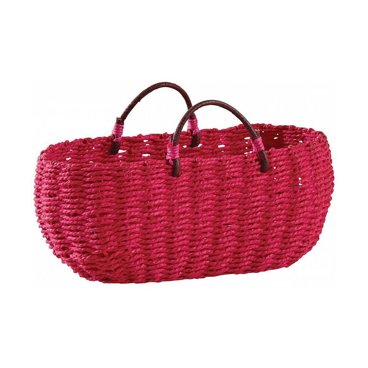 Aubry Gaspard - Panier ovale en jonc fuchsia
