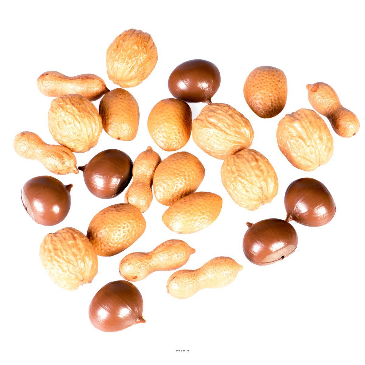 Artificielles - Assortiment de fruits secs en lot de 24 Plastique soufflé D 30-50 mm