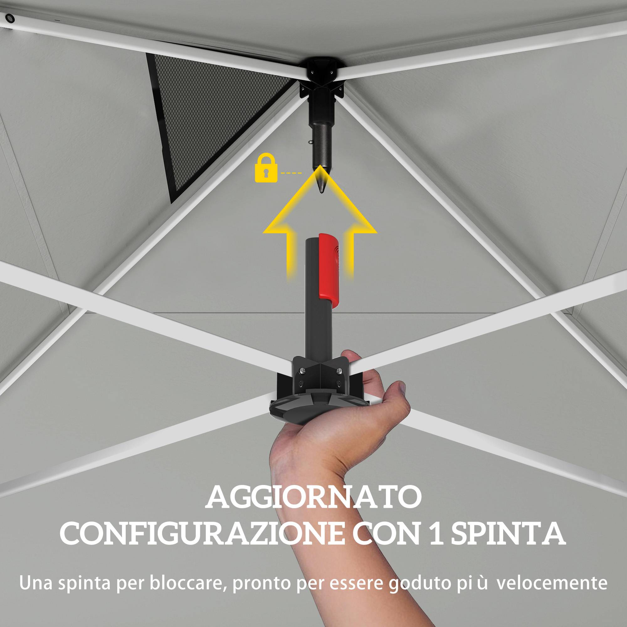 Tonnelle pliante 3x3 m avec poches de rangement et sacs de lestage, structure métal toile Oxford blanche, abri extérieur jardin - Image 7