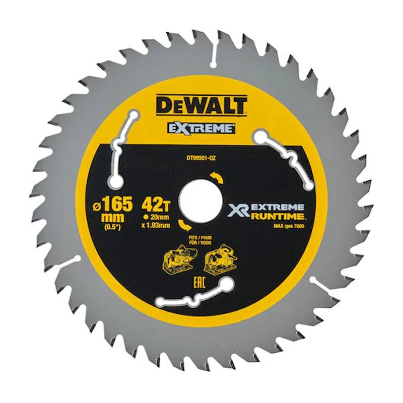 Lame de scie circulaire plongeante Ø165x20mm 42 dents DEWALT DT99561-QZ Carbure XR Runtime Dewalt - Image 1