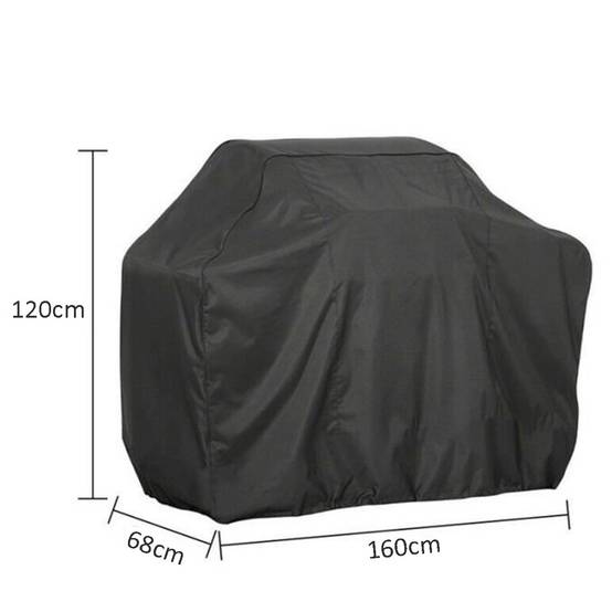 Housse Barbecue Exterieur 160 x 68 x 120 cm Housse de Protection Impermeable Noire - Bâche Barbecue Doublée Rembourrée - Image 2