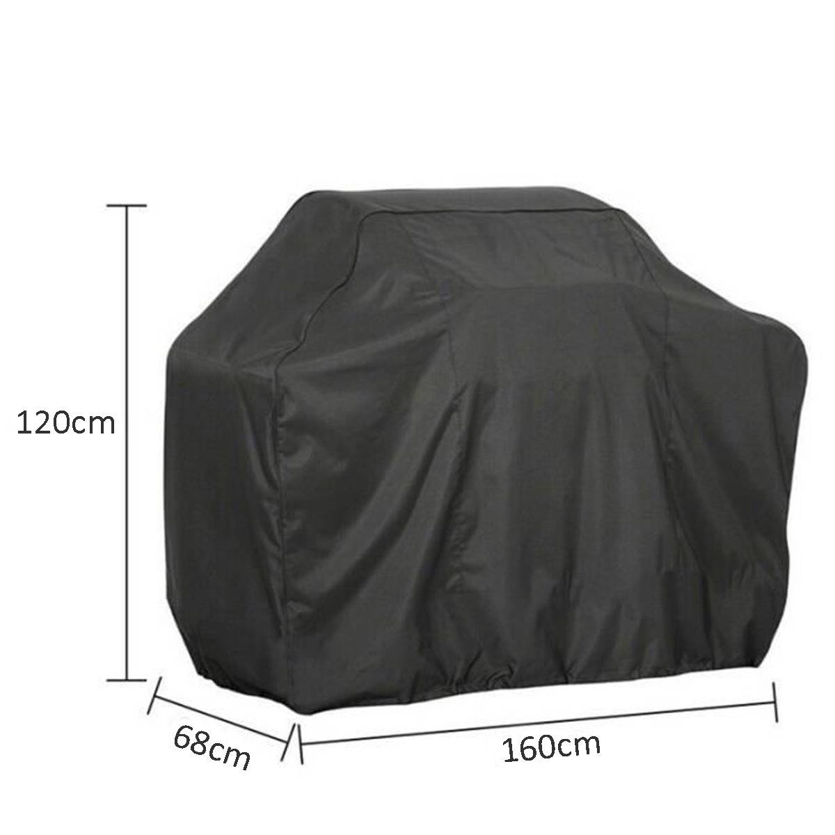Housse Barbecue Exterieur 160 x 68 x 120 cm Housse de Protection Impermeable Noire - Bâche Barbecue Doublée Rembourrée - Image 2