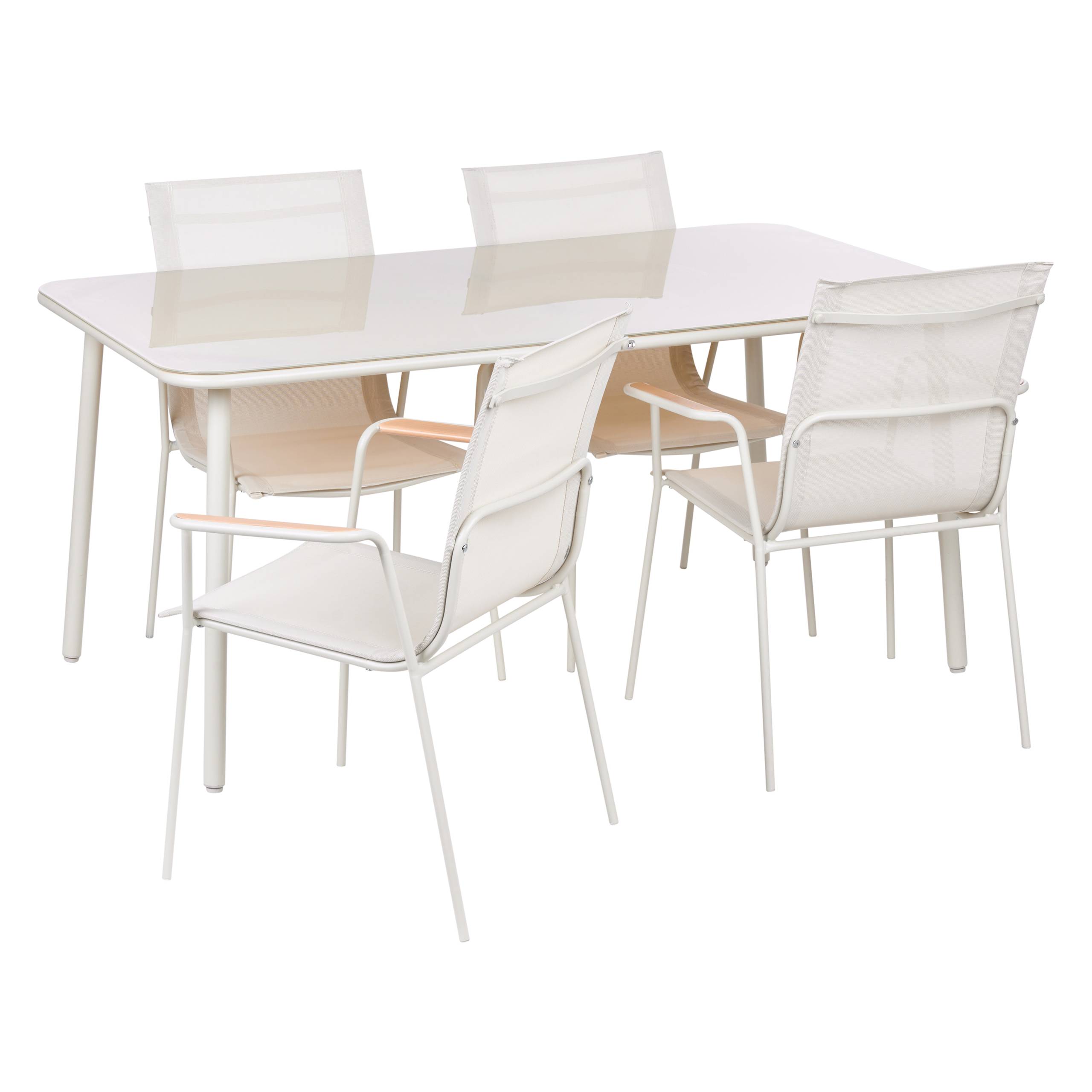 Set de salle à manger, 4 Personnes Acier Beige clair CARAVINO - Beliani - Image 1