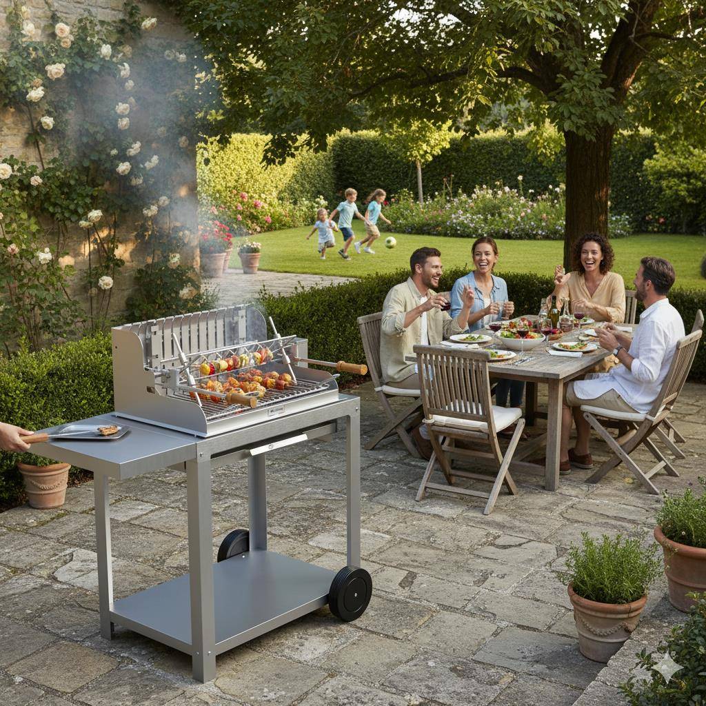 Le Marquier - Barbecue avec chariot en Inox Mendy, grille en inox de 54 x 32 cm Le Marquier - Image 2