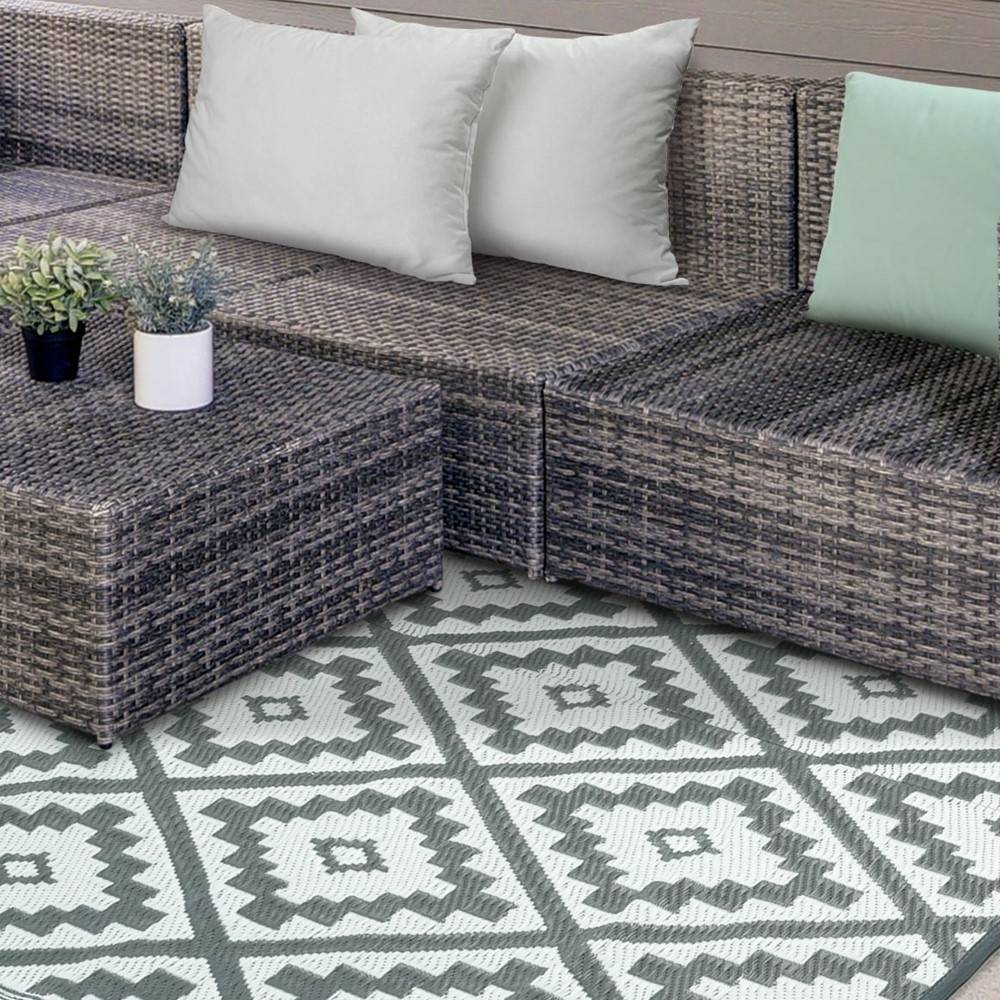 Tapis extérieur rectangulaire réversible 270 x 370 Gris - Image 4