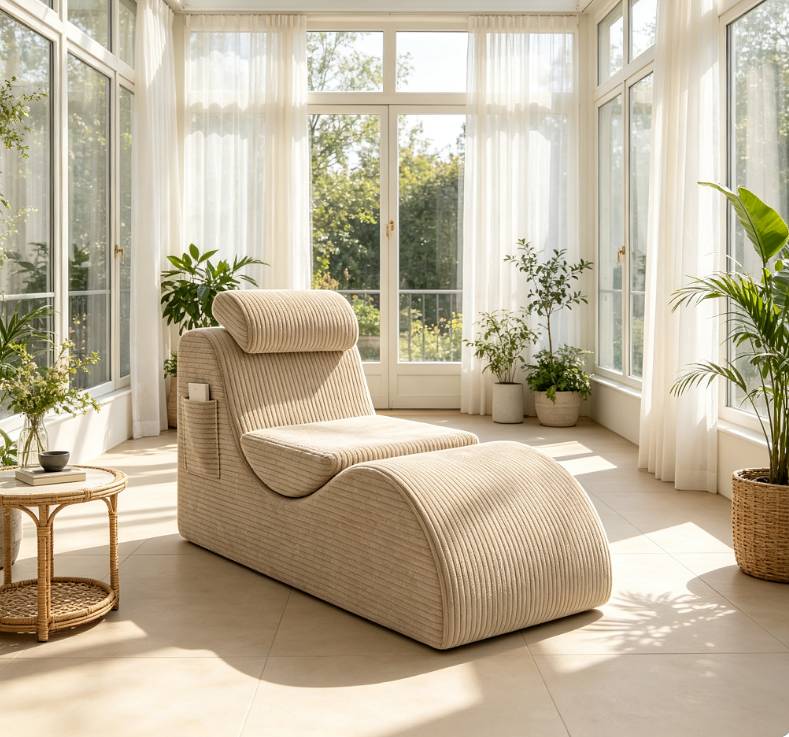 Fauteuil de loisirs moderne au design unique et ergonomique, fabriqué en mousse à compression haute résilience, Coussin d'assise amovible et poche - Image 1