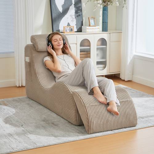 Fauteuil de loisirs moderne au design unique et ergonomique, fabriqué en mousse à compression haute résilience, Coussin d'assise amovible et poche - Image 3