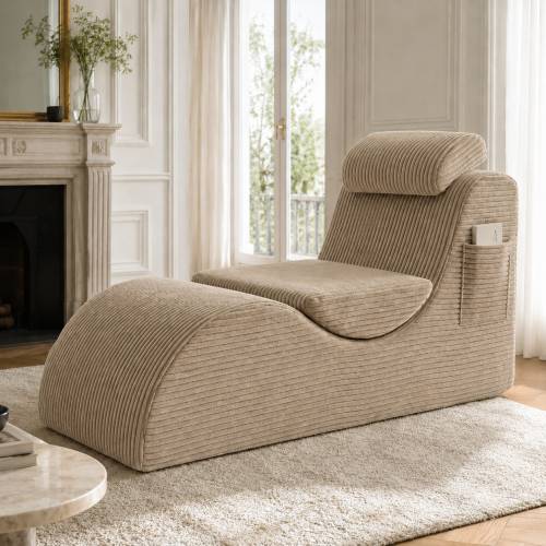 Fauteuil de loisirs moderne au design unique et ergonomique, fabriqué en mousse à compression haute résilience, Coussin d'assise amovible et poche - Image 2