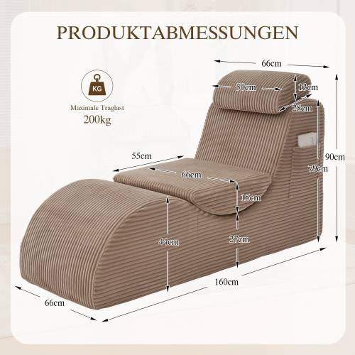 Fauteuil de loisirs moderne au design unique et ergonomique, fabriqué en mousse à compression haute résilience, Coussin d'assise amovible et poche - Image 5
