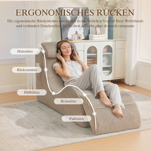 Fauteuil de loisirs moderne au design unique et ergonomique, fabriqué en mousse à compression haute résilience, Coussin d'assise amovible et poche - Image 7