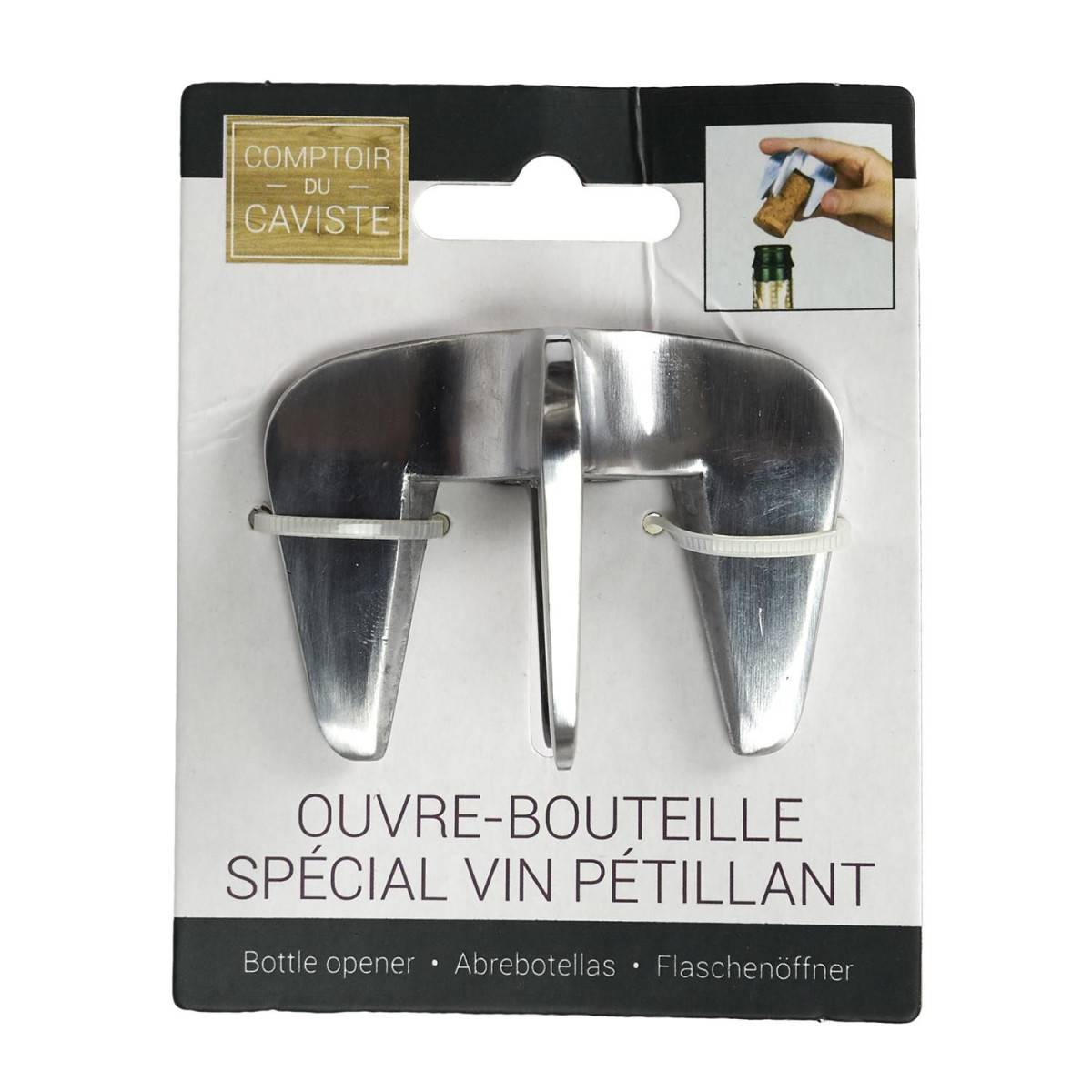 Cook Concept - Tire-Bouchon en Métal "Vin Pétillant" 6cm Argent - Image 4