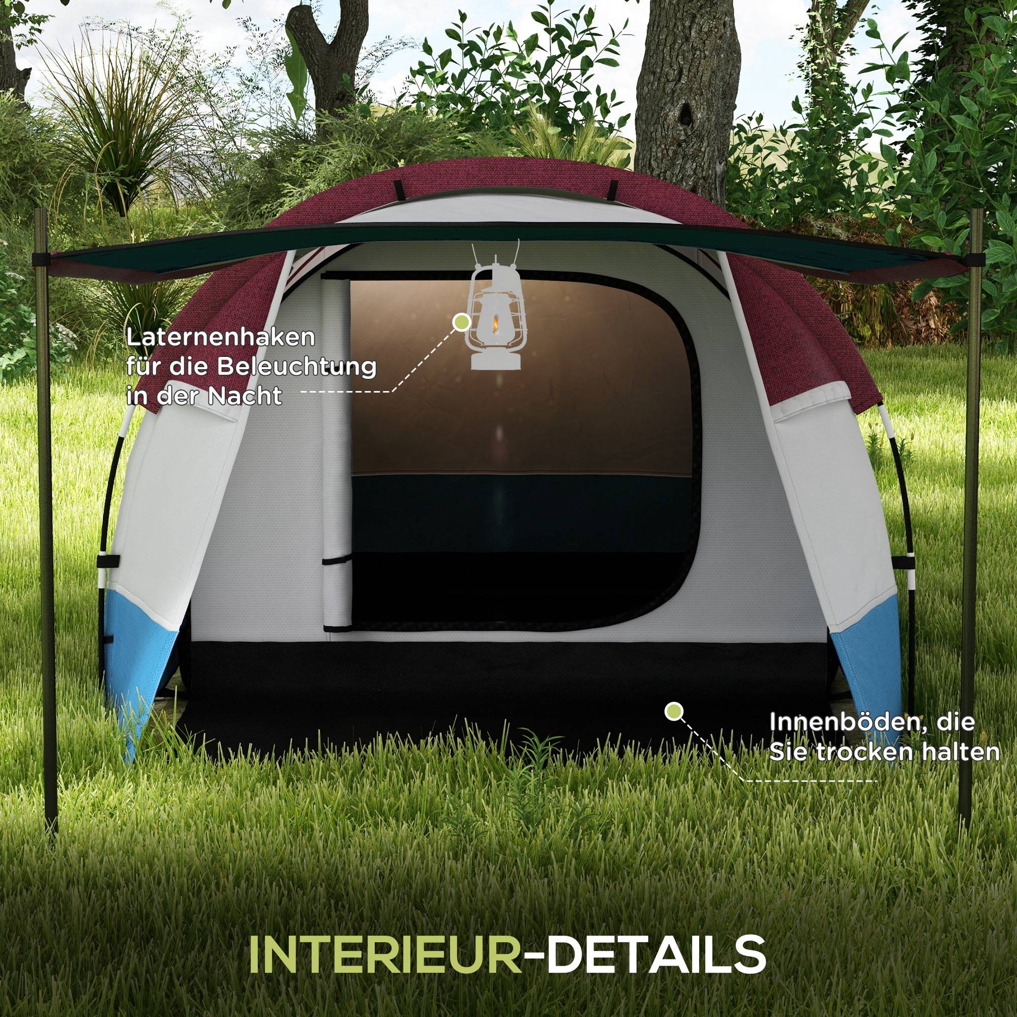 Tente Tunnel Familiale Timber Ridge 6 Personnes – 2 Chambres, Salon 2m De Haut, Auvent Pare-soleil, Imperméable 3000 Mm