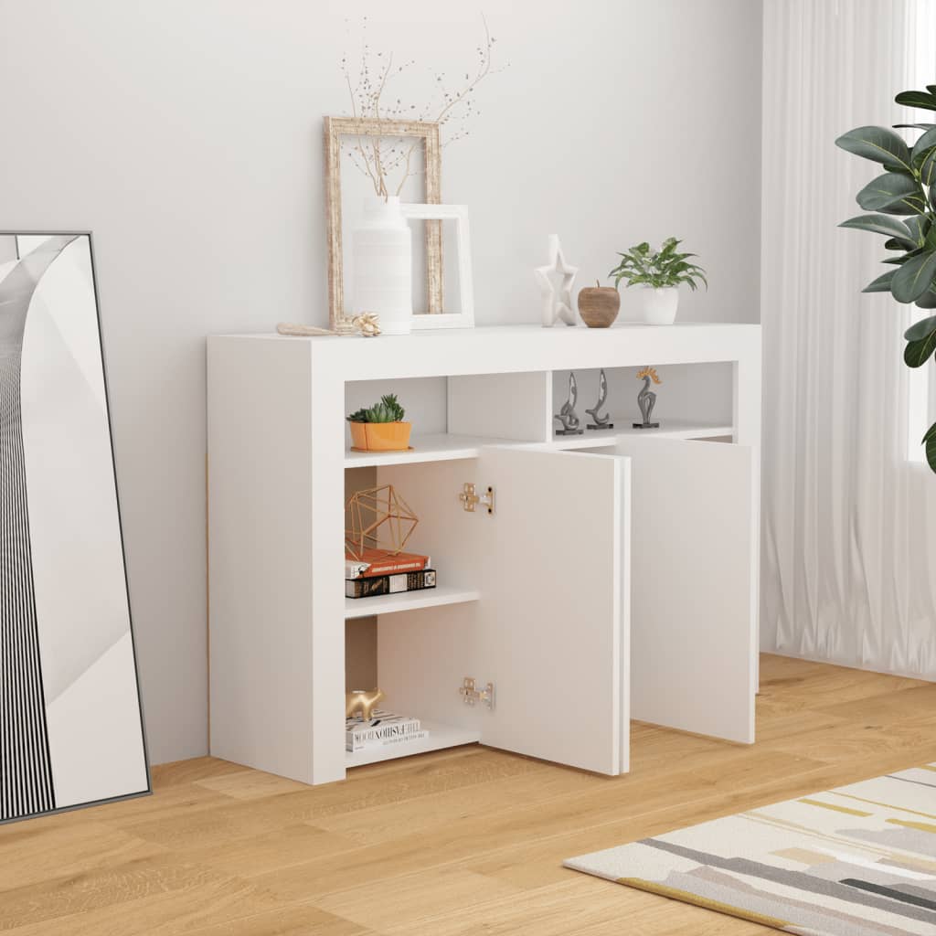 Vidaxl - Buffet avec lumières LED Blanc 115,5x30x75 cm - vidaXL - Image 2