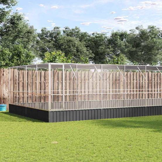 Volière XXL Jardin Acier Galvanisé 1246x414cm Argent - ComfortXL Outdoor Living - Image 1