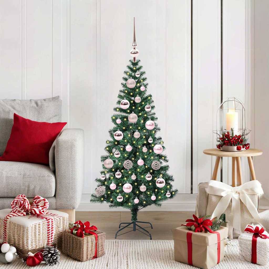 ComfortXL - Sapin de Noël pour Petits Espaces 120 cm, Artificiel Vert avec Lumières et Décorations – ComfortXL Outdoor Living - Image 1