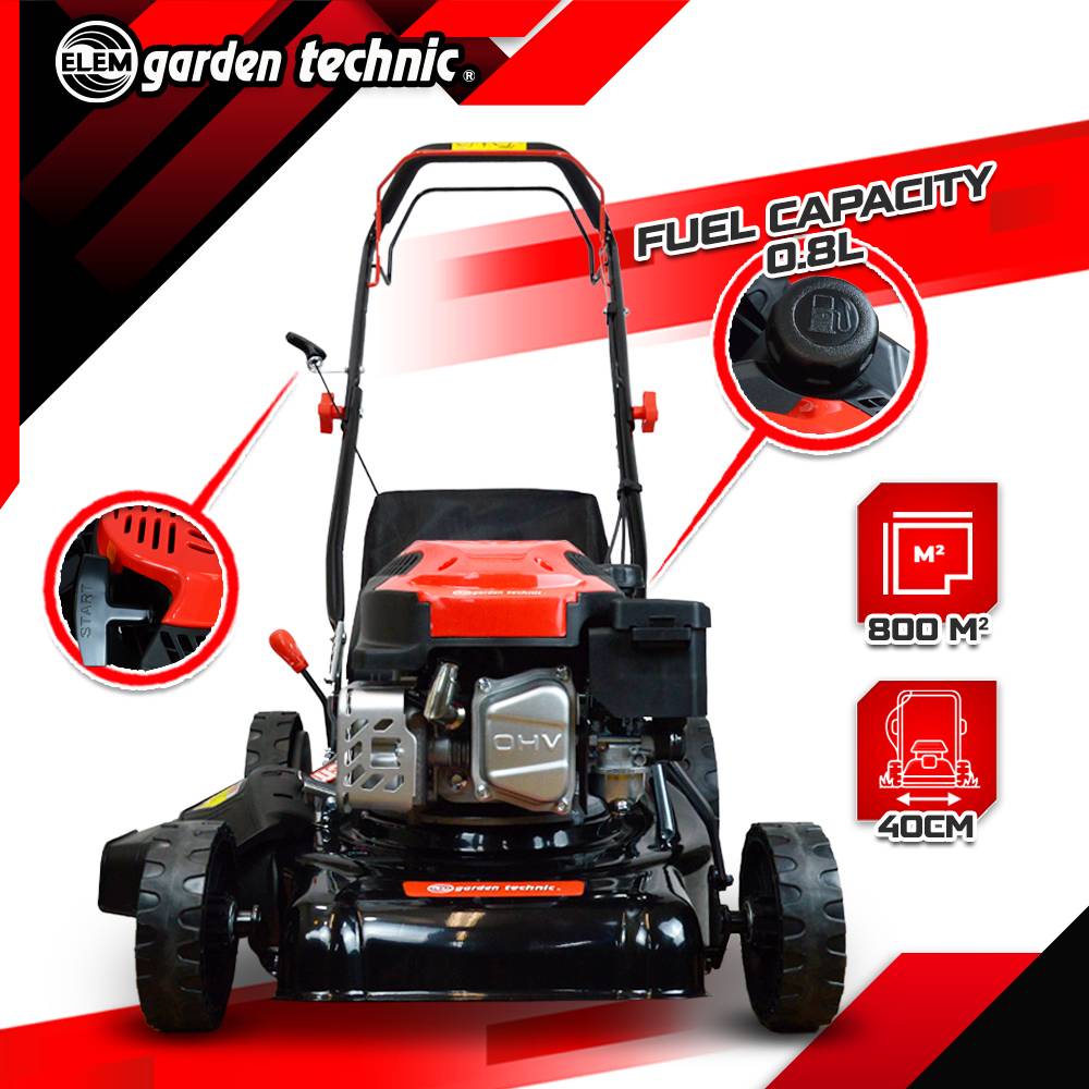 Elem Garden Technic - Tondeuse thermique tractée 144 cm³ 40 cm avec mulching et éjection latérale – Elem Garden - Image 4