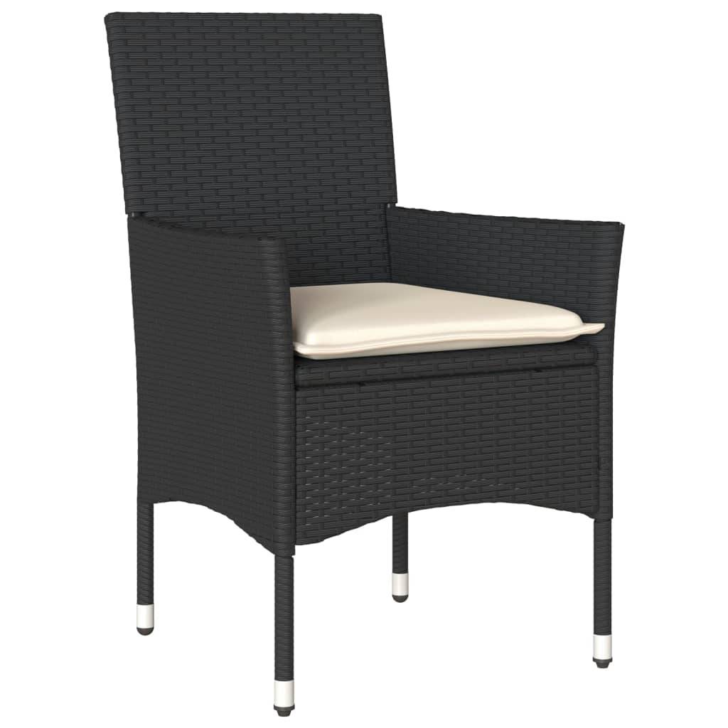 Ensemble de 5 pcs table de jardin et chaises avec coussins - mobilier de jardin noir rotin acacia-JU2627 - Image 3