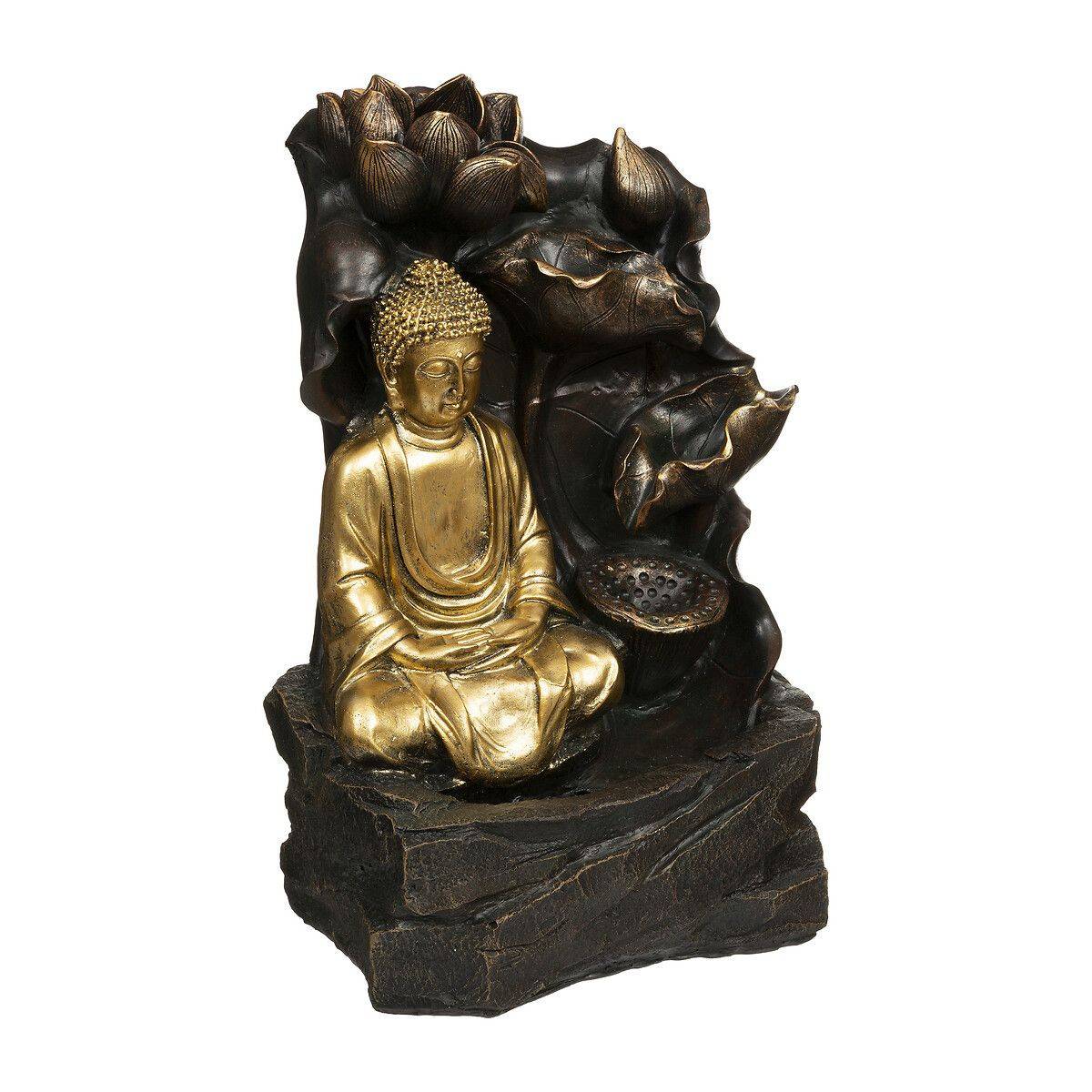 Fontaine & Bouddha Déco "Kalyani" 39cm Noir & Or