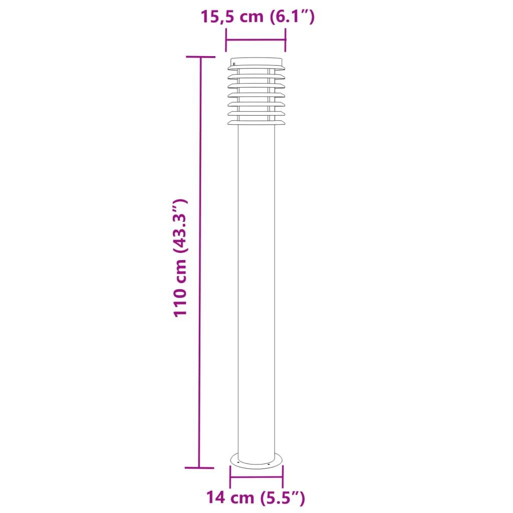 3 pcs Lampadaires de jardin - Lampadaires d'extérieur noir 110 cm acier inoxydable - Image 7