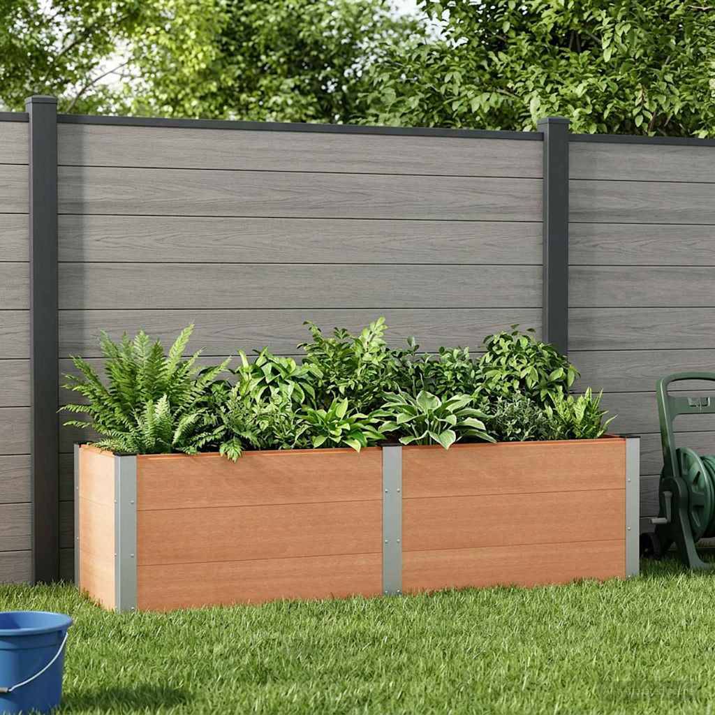 ComfortXL - Jardinière surélevée WPC aluminium jardin terrasse potager 200cm marron - ComfortXL Outdoor Living - Image 1