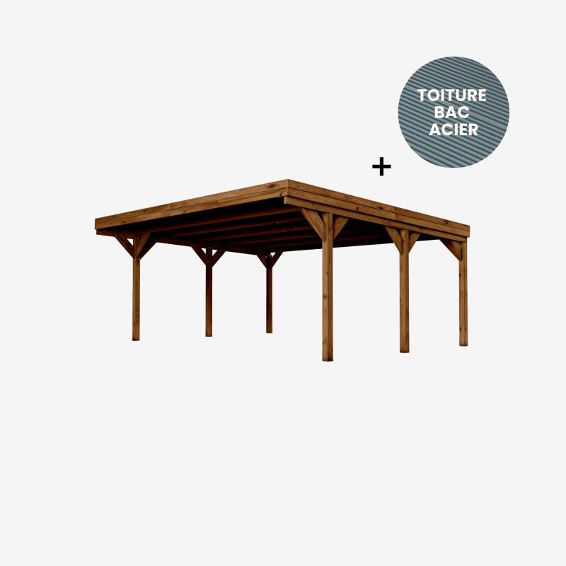 Cerland - CARPORT BOIS 2 VOITURES 30,9M² 6 POTEAUX 12x12 - Image 1