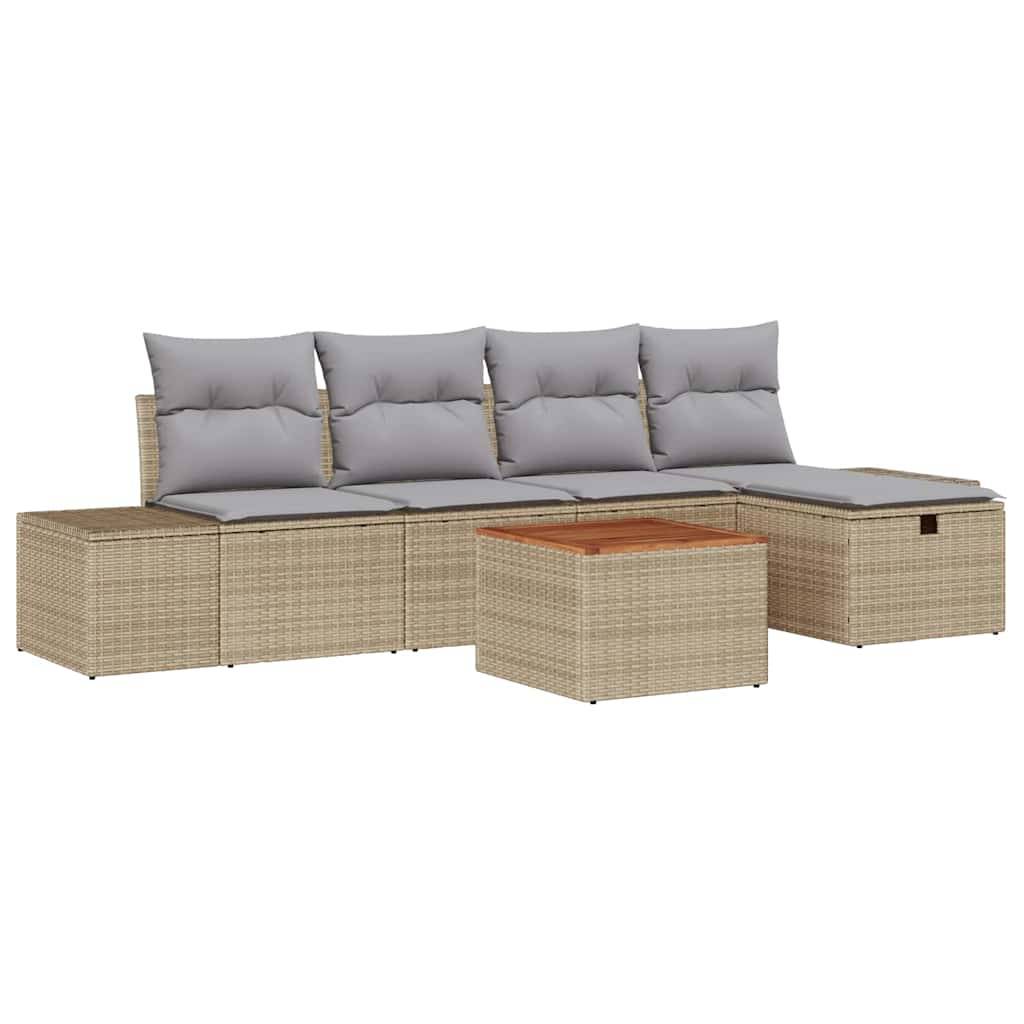 ComfortXL - Ensemble Canapé Extérieur 6 pcs en Poly Rotin avec Coffre de Rangement 5 Places Beige – ComfortXL Outdoor Living - Image 2