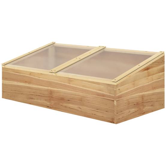 Sans Marque - Mini Serre de Jardin Serre pour semis dim. 100L x 50l x 36H cm Toit 2 pans ouvrables séparemment Panneaux de Polycarbonate Bois Sapin pré-huilé - Image 2