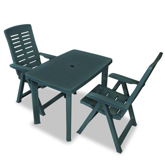 Ensemble Repas Jardin 3 Pièces Plastique Pliable pour Terrasse Camping Vert – ComfortXL Outdoor Living - Image 1