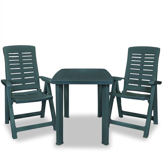 Ensemble Repas Jardin 3 Pièces Plastique Pliable pour Terrasse Camping Vert – ComfortXL Outdoor Living - Image 2